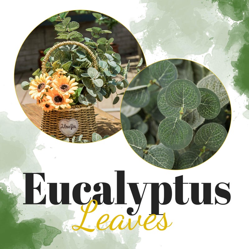 TOPHOUSE 6pcs Artificial Eucalyptus Leaves Stems Bulk 24.8â€ Silver Dollar Eucalyptus Artificial Greenery Silk Eucalyptus Plant for Home Wedding Farmhouse Decoration - Image 4